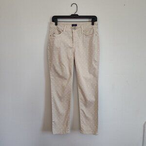 Ladies Petite SZ 2P NYDJ Beige Polka-Dot Ankle Pants